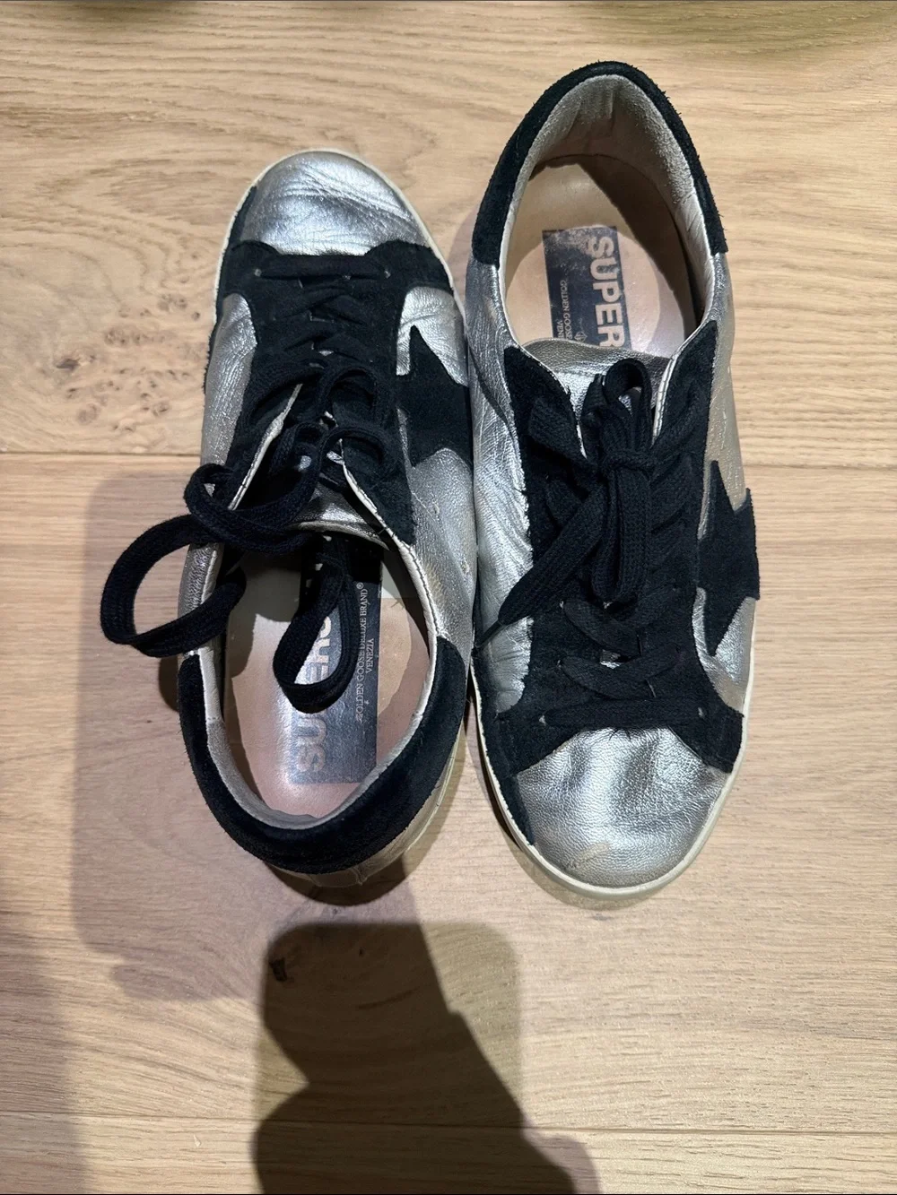 Golden Goose Silver and Black Superstar Sneakers - Picture 6 of 7